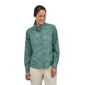 Patagonia Women’s Sol Patrol Long Sleeve Turquoise Teal Button Down Shirt Medium